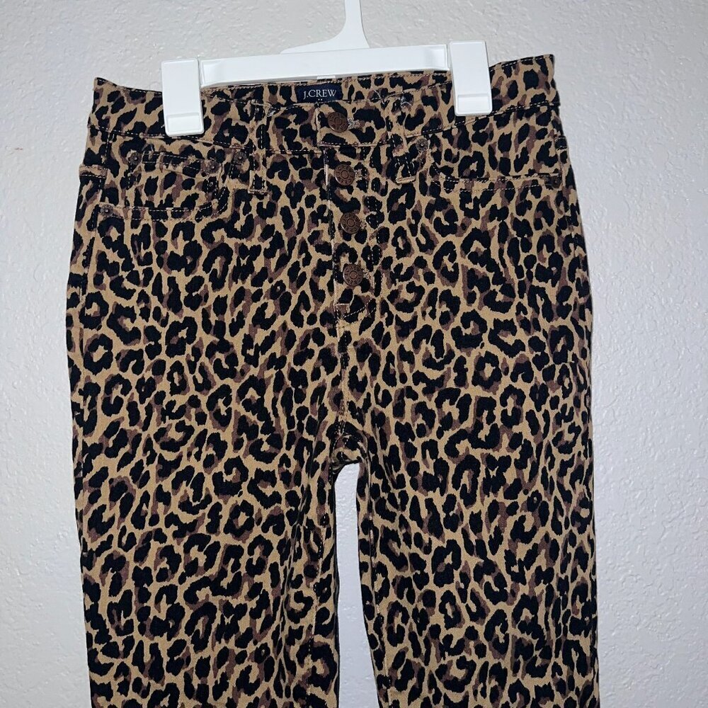 J Crew Women 9" Hight Rise Skinny Jeans Cheetah Animal Print - Picture 2 of 7